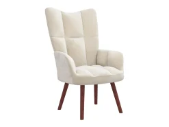 Poltrona| Cadeira de descanso com banco veludo branco nata PT603185 Creme