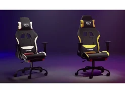 Sale vidaxl Cadeira de gaming com apoio de pés tecido preto e Creme