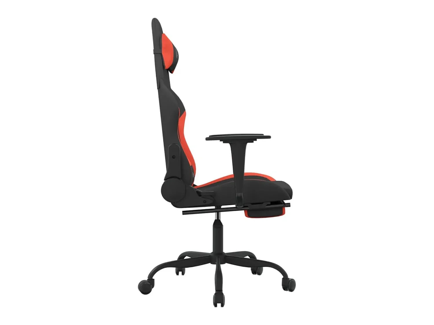 Best vidaxl Cadeira de gaming com apoio de pés tecido preto e Vermelho