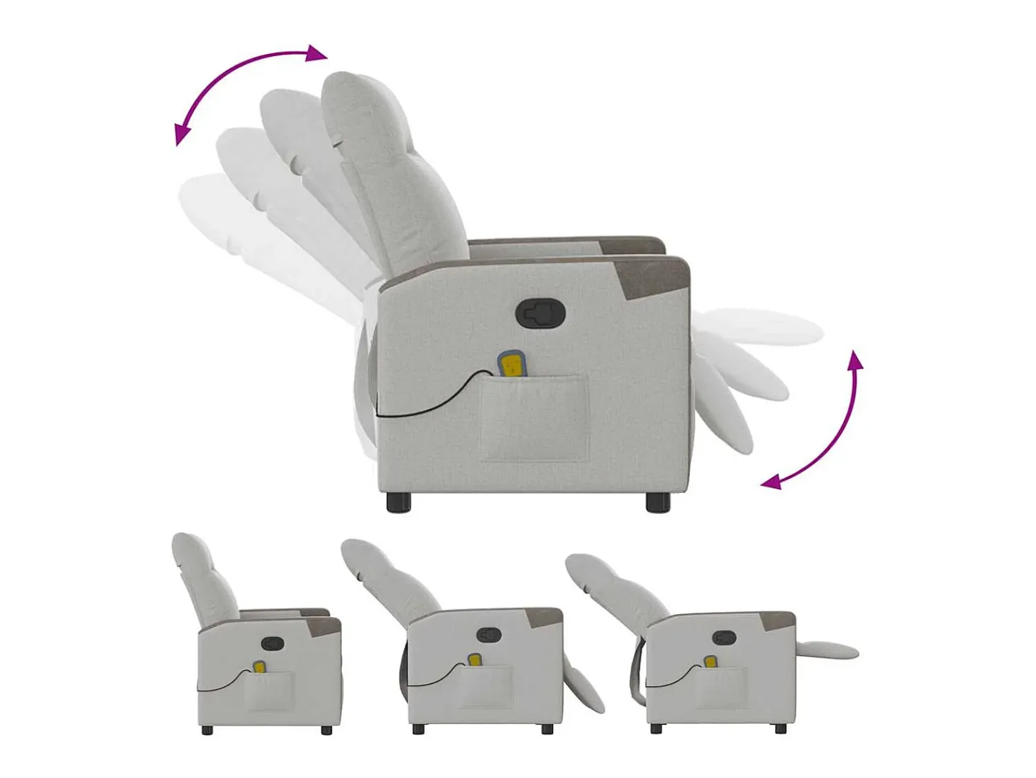 Poltrona| Cadeira de massagem reclinável tecido SHL318581 Cinzento