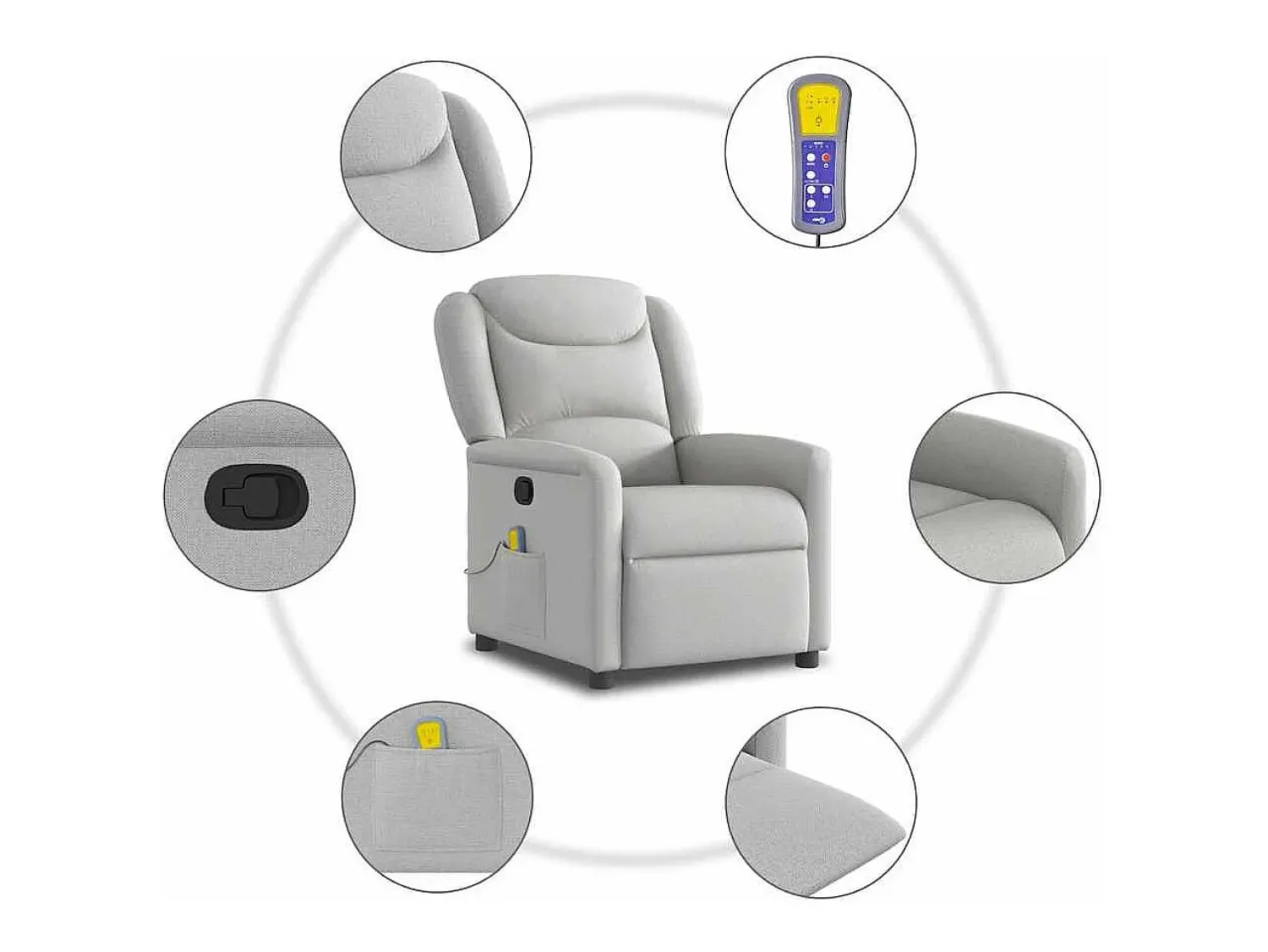 Online vidaxl Cadeira de massagem reclinável tecido Cinzento