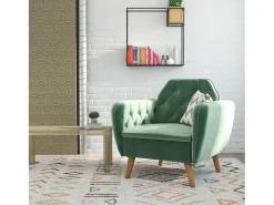 Novogratz Cadeira decorativa com estofo em veludo claro^ Poltrona