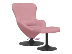 Poltrona|vidaxl Cadeira Egg com Puff Veludo Rosa