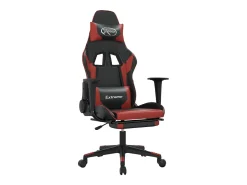 Poltrona|vidaxl Cadeira gaming +apoio pés couro artificial preto/ tinto Vermelho