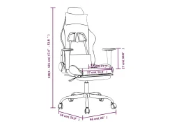 Poltrona|vidaxl Cadeira gaming c/ apoio p/ pés couro artificial e branco Preto