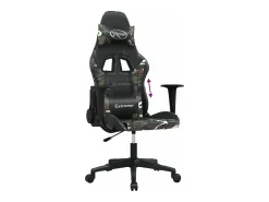 vidaxl Cadeira gaming couro artificial preto e camuflado^ Poltrona