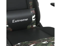 vidaxl Cadeira gaming couro artificial preto e camuflado^ Poltrona