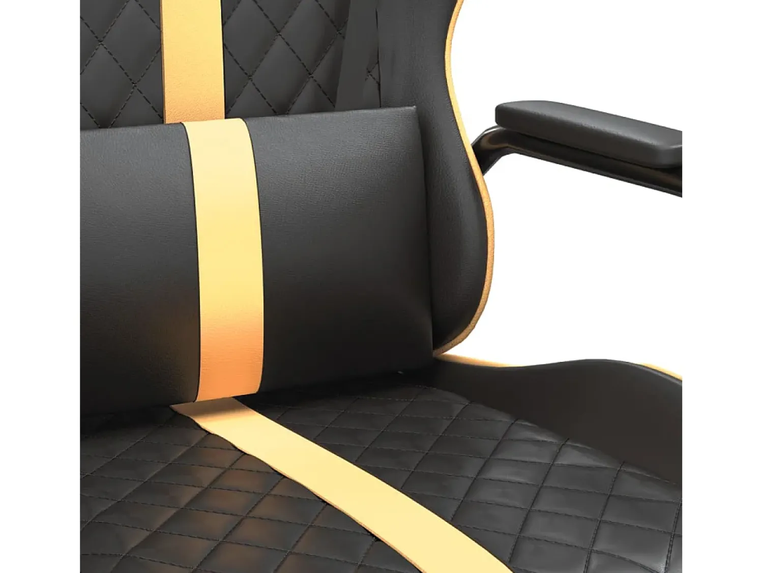 Poltrona|vidaxl Cadeira gaming de massagens couro artificial e preto Dourado