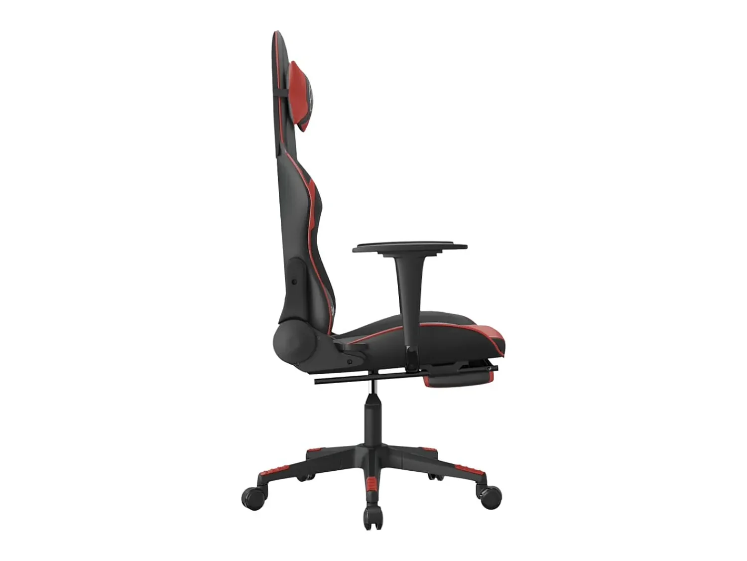 Online vidaxl Cadeira gaming massagem + apoio couro art. preto/ tinto Vermelho