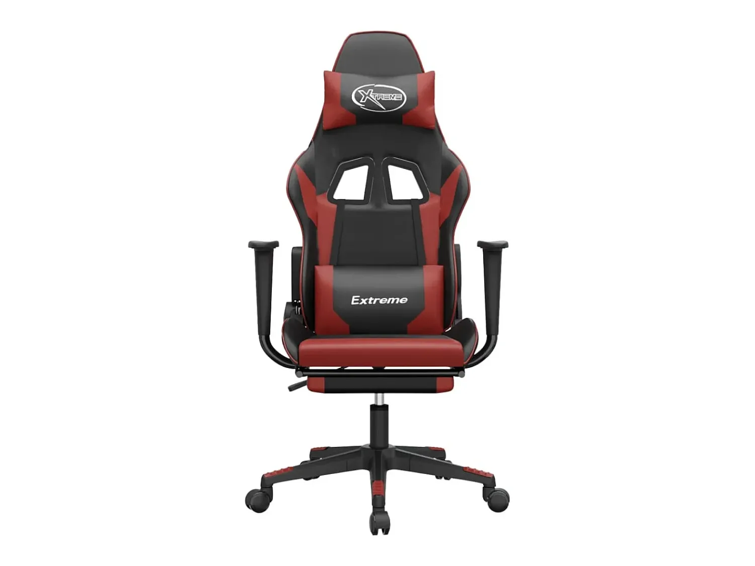 Online vidaxl Cadeira gaming massagem + apoio couro art. preto/ tinto Vermelho