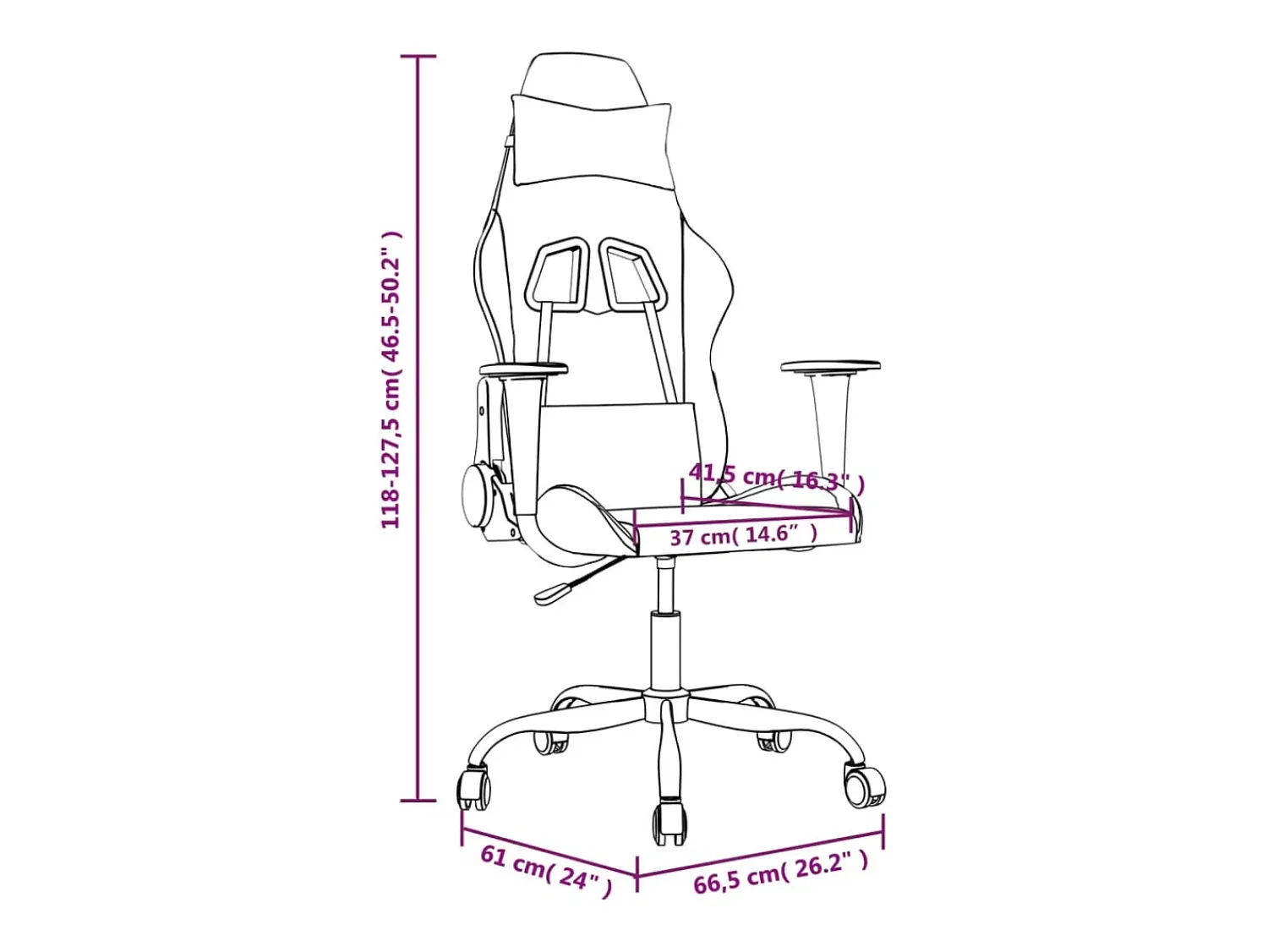 Poltrona|vidaxl Cadeira gaming massagens couro artificial e preto Branco
