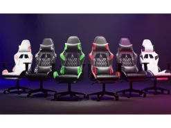 Poltrona*vidaxl Cadeira gaming massagens c/ apoio pés couro artif. preto/cinza Cinzento