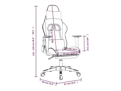 Poltrona*vidaxl Cadeira gaming massagens c/ apoio pés couro artif. branco/ Rosa