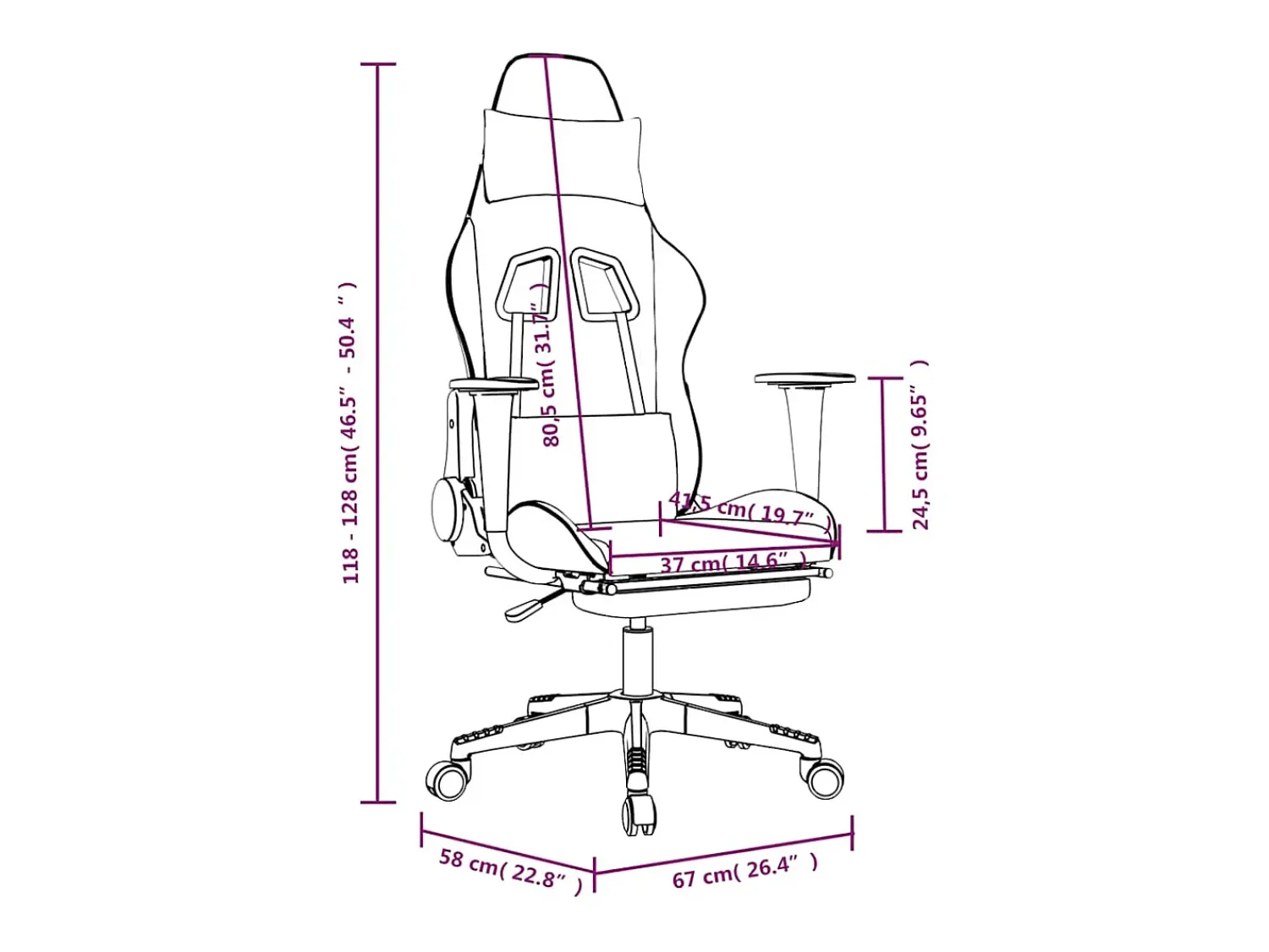 Poltrona*vidaxl Cadeira gaming massagens c/ apoio pés couro artif. branco/ Rosa