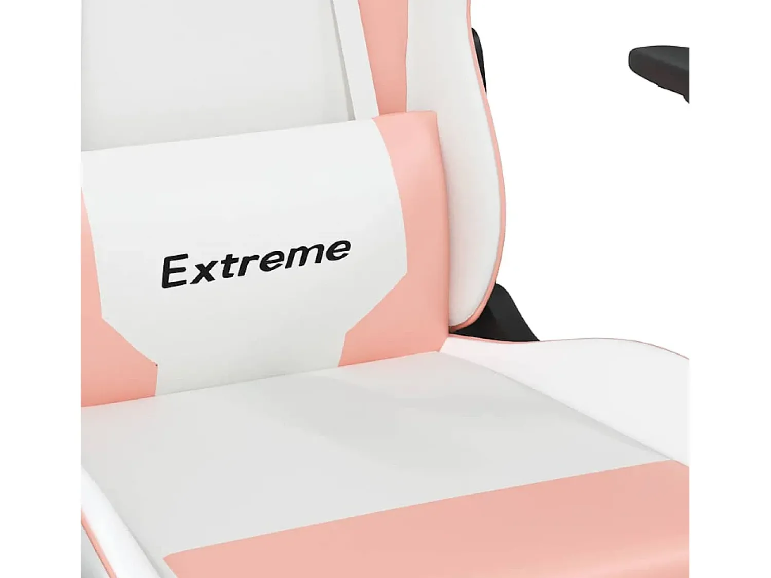 Poltrona*vidaxl Cadeira gaming massagens c/ apoio pés couro artif. branco/ Rosa