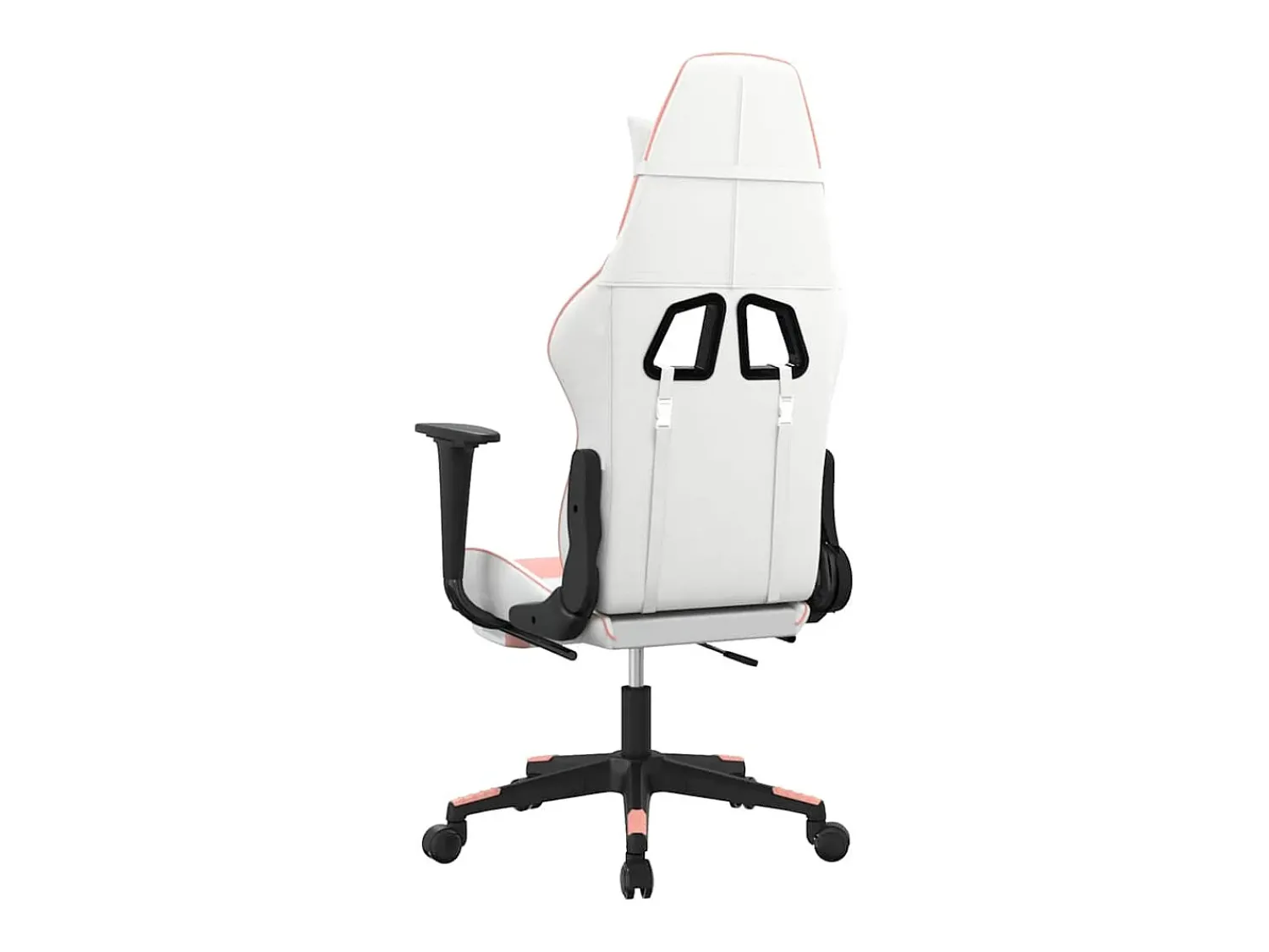 Poltrona*vidaxl Cadeira gaming massagens c/ apoio pés couro artif. branco/ Rosa