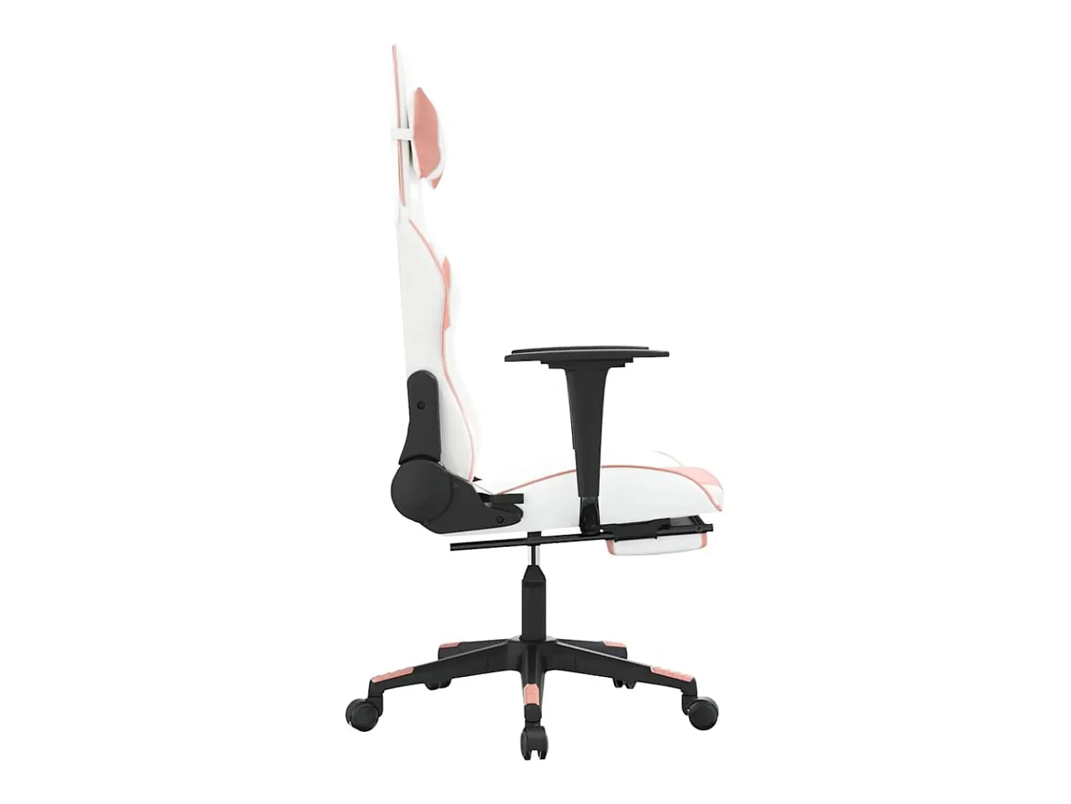 Poltrona*vidaxl Cadeira gaming massagens c/ apoio pés couro artif. branco/ Rosa