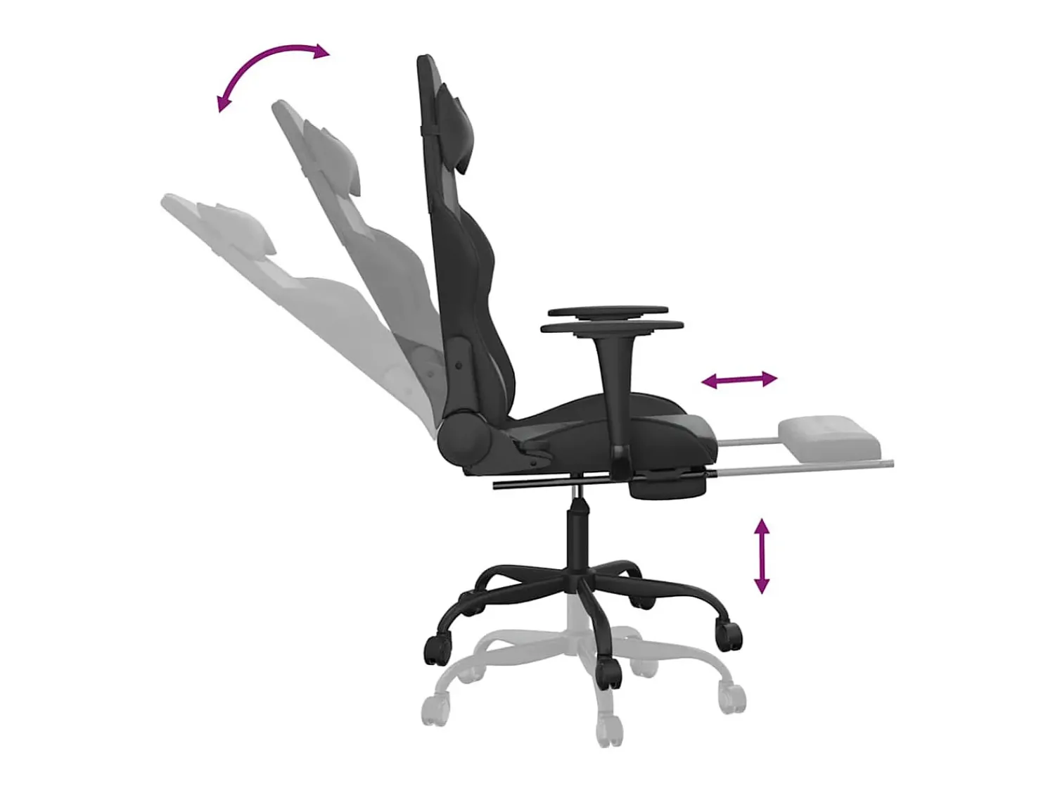 Poltrona|vidaxl Cadeira gaming massagens c/ apoio pés couro artif. Preto