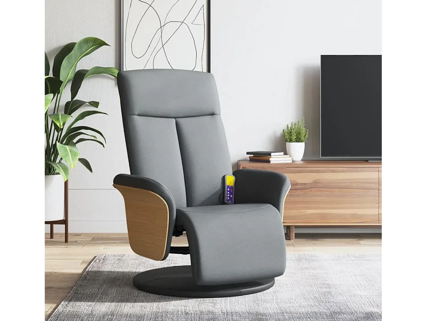 Sale Cadeira massagens reclinável com apoio de pés tecido cinza-claro SHL992279 Cinzento