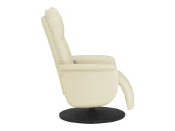 Hot Cadeira massagens reclinável comapoio pés couro artificial SHL385131 Creme