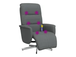 New vidaxl Cadeira massagens reclinável c/ apoio pés tecido cinza-escuro Cinzento