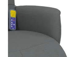 New vidaxl Cadeira massagens reclinável c/ apoio pés tecido cinza-escuro Cinzento