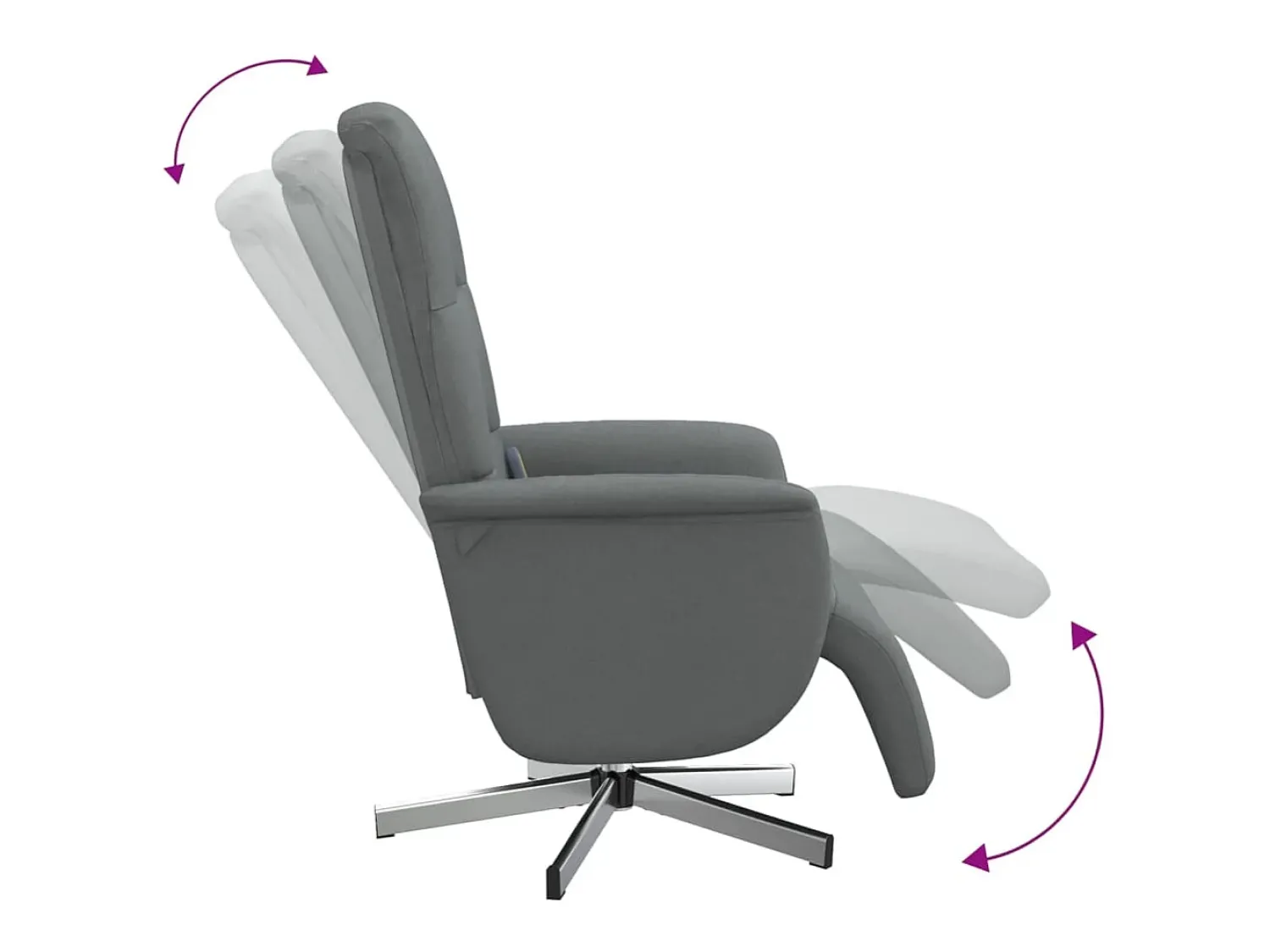 New vidaxl Cadeira massagens reclinável c/ apoio pés tecido cinza-escuro Cinzento