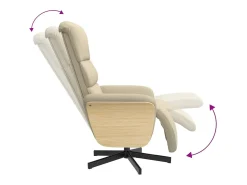 New vidaxl Cadeira reclinável com apoio de pés tecido Creme
