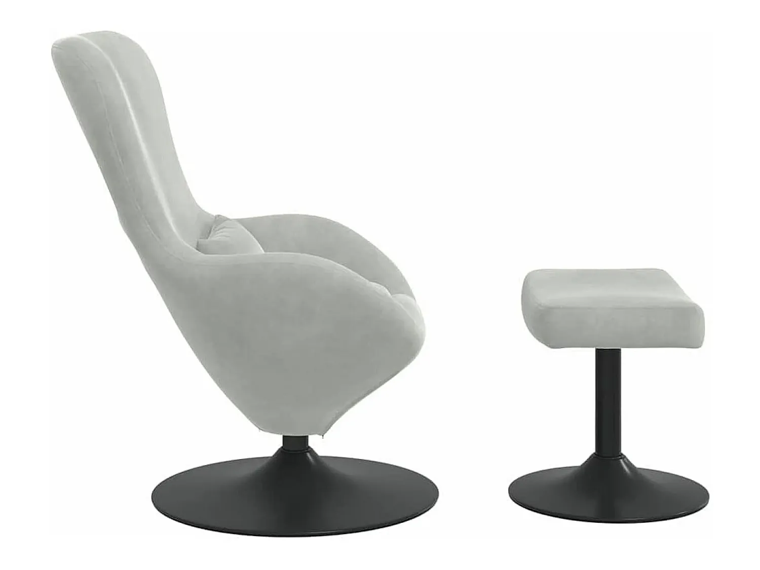 Poltrona* Cadeira Relax | Cadeira com Puff Cinzento-claro 63x73x90 cm Veludo SHL26587 Cinzento claro
