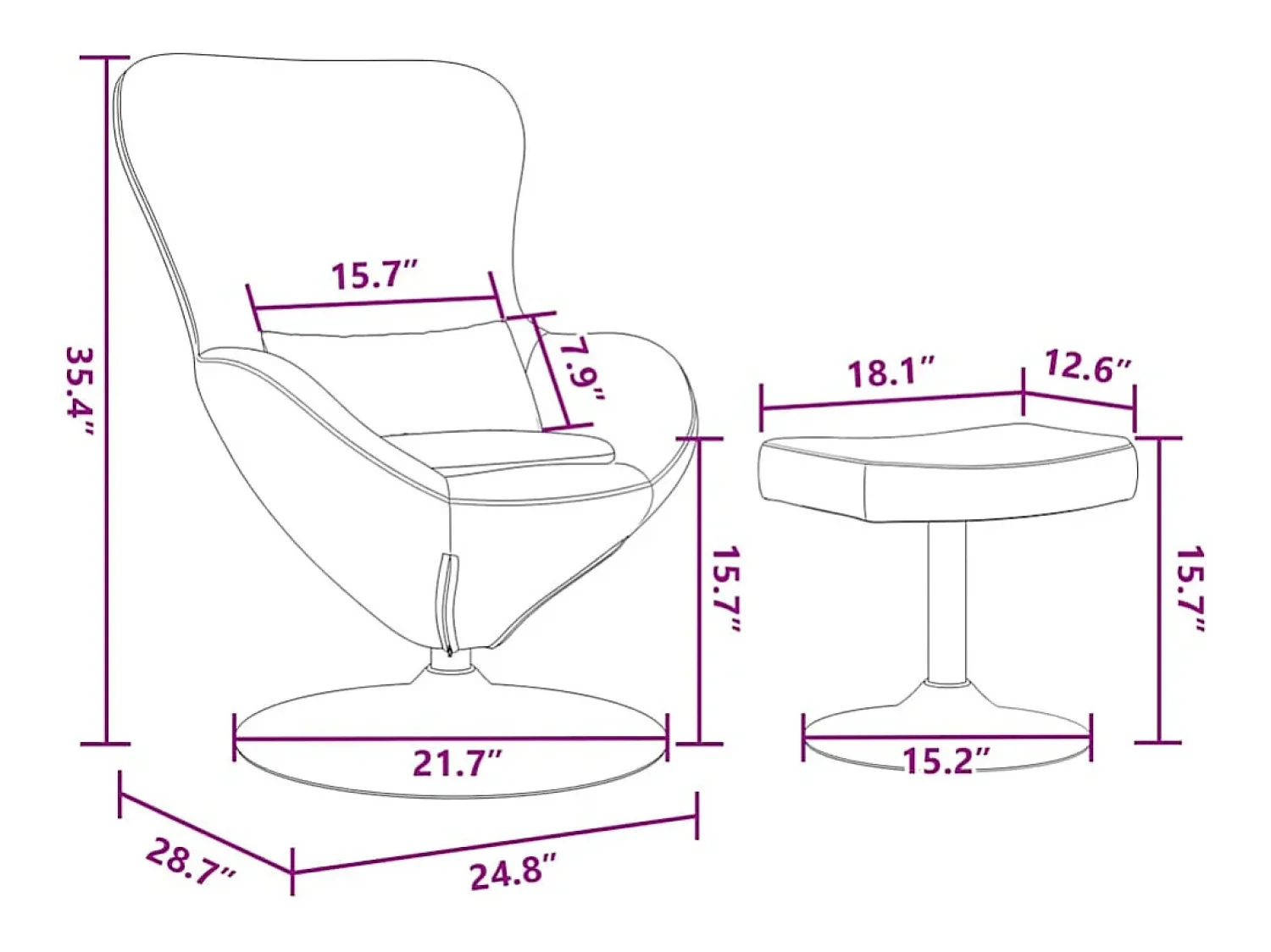 Poltrona* Cadeira Relax | Cadeira com Puff Cinzento-claro 63x73x90 cm Veludo SHL26587 Cinzento claro