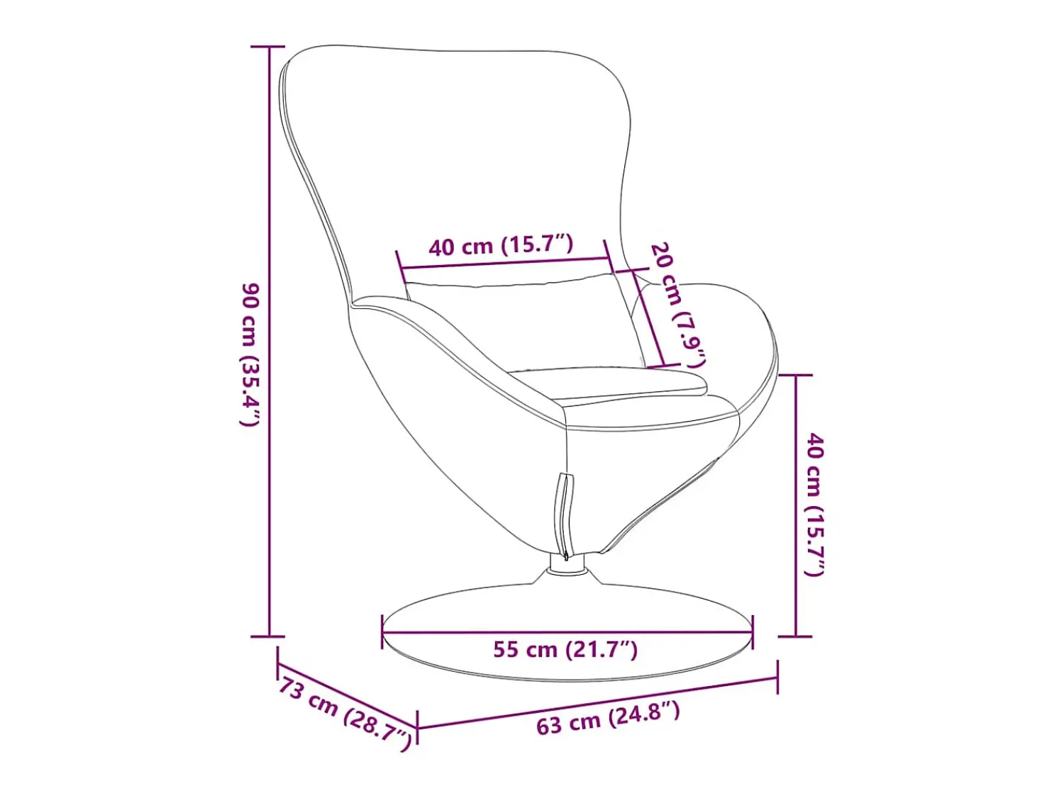 Sale Cadeira Relax | Cadeira ovo Roxo 63x73x90 cm Veludo SHL505194 Violeta