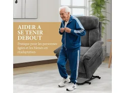 Online DripeX Cadeira relax de veludo cotelê com elevador elétrico, controle remoto, bolso lateral, regulável 90°-160°, Carga máxima de 150 kg, Cinza Cinzento