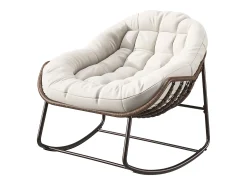 Poltrona* Cadeira relaxante, Cadeira de baloiço simples em vime, Cadeira em vime tecida à mão, Vime, Tecido impermeável, , 90 x 105 x 80 cm Bege