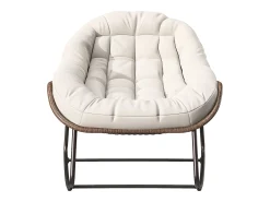 Poltrona* Cadeira relaxante, Cadeira de baloiço simples em vime, Cadeira em vime tecida à mão, Vime, Tecido impermeável, , 90 x 105 x 80 cm Bege