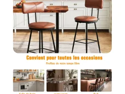 Banco* cadeiras de bar modernas com encosto, couro sintético marrom, estrutura de metal, assento com 65 cm de altura Castanho