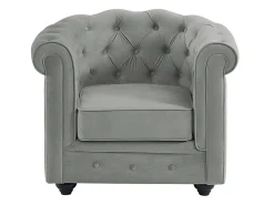Discount Vente-unique Cadeirão conforto em veludo cinzento prateado - CHESTERFIELD Cinzento claro