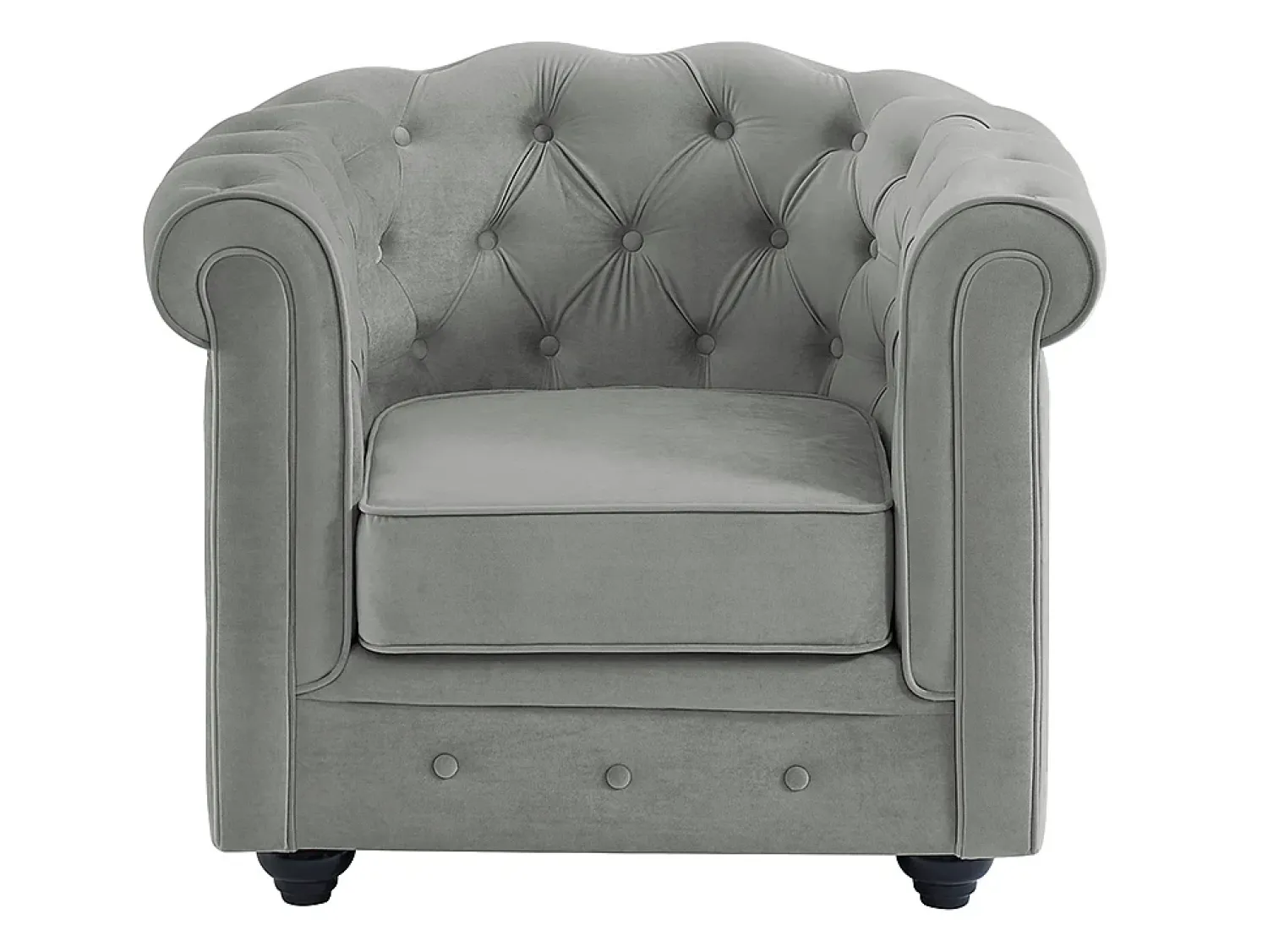 Discount Vente-unique Cadeirão conforto em veludo cinzento prateado - CHESTERFIELD Cinzento claro