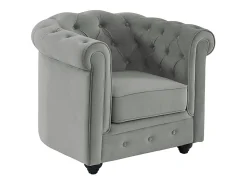 Discount Vente-unique Cadeirão conforto em veludo cinzento prateado - CHESTERFIELD Cinzento claro