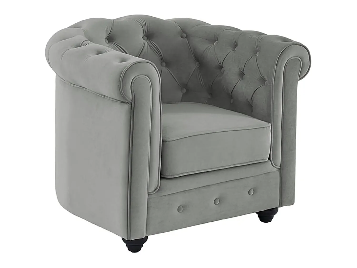 Discount Vente-unique Cadeirão conforto em veludo cinzento prateado - CHESTERFIELD Cinzento claro