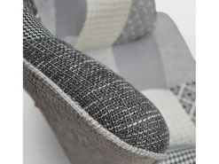 Sale Cadeirão em tecido patchwork cinzento com pernas de madeira - HAVANA Multicor