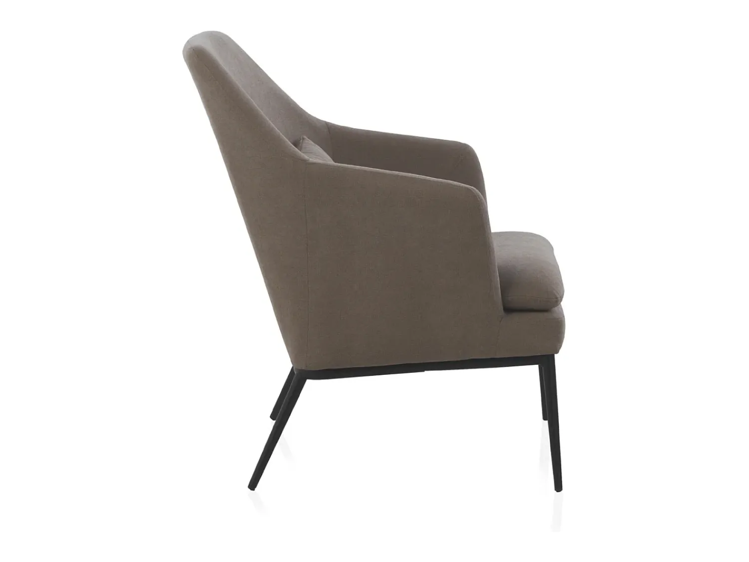 Best Cadeirão estofado em cor com almofada e pernas em metal preto Taupe