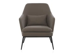 Best Cadeirão estofado em cor com almofada e pernas em metal preto Taupe