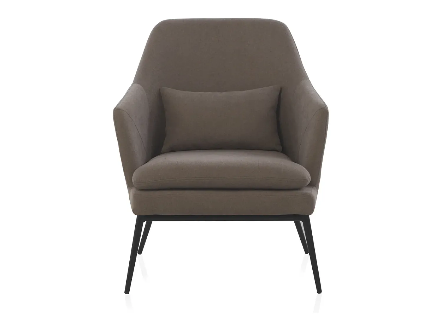 Best Cadeirão estofado em cor com almofada e pernas em metal preto Taupe