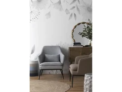 Best Cadeirão estofado em cor com almofada e pernas em metal preto Taupe
