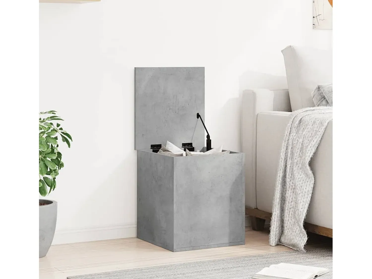 Outlet Caixa de arrumação 40x42x46 cm derivados madeira cinza cimento PT835988 Cinzento