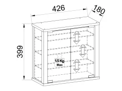 VCM Caixa de exposição de vidro pendurada | Vitrine de vidro com vidro de segurança ESG | Dimensões: A. 40 x L. 43 x P. 18 cm | Vitrosa S (faia)^ Vitrina