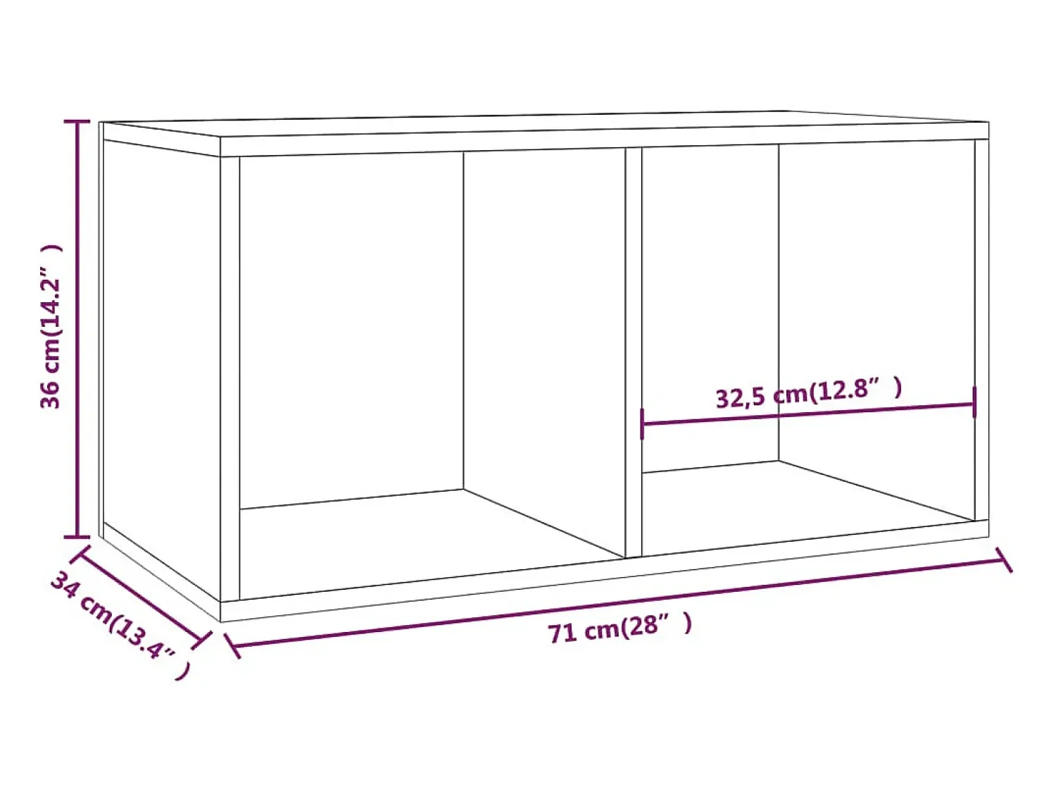 Móvel De Arrumação|vidaxl Caixa discos vinil 71x34x36cm derivados madeira sonoma Cinzento