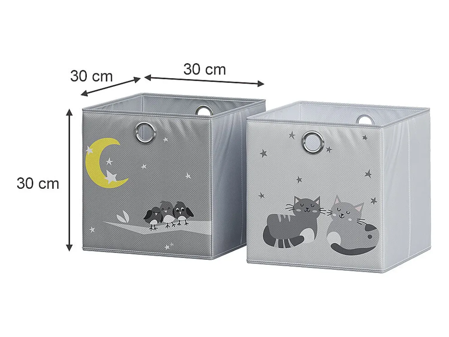 Vicco Caixa dobrável cinza (gatos e pássaros) 30x30x30^ Acessórios De Arrumação