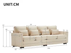 Sofá*KOMHTOM Cama acolchoada para adulto 180 x 1362 cm, sem cabeceira, com faixa LED (monocromática), base com suspensão hidráulica, . Bege