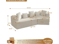 Sofá|KOMHTOM Cama acolchoada para adulto 180 x 1425 cm, sem cabeceira, com faixa LED (monocromática), base com suspensão hidráulica, bege. Branco